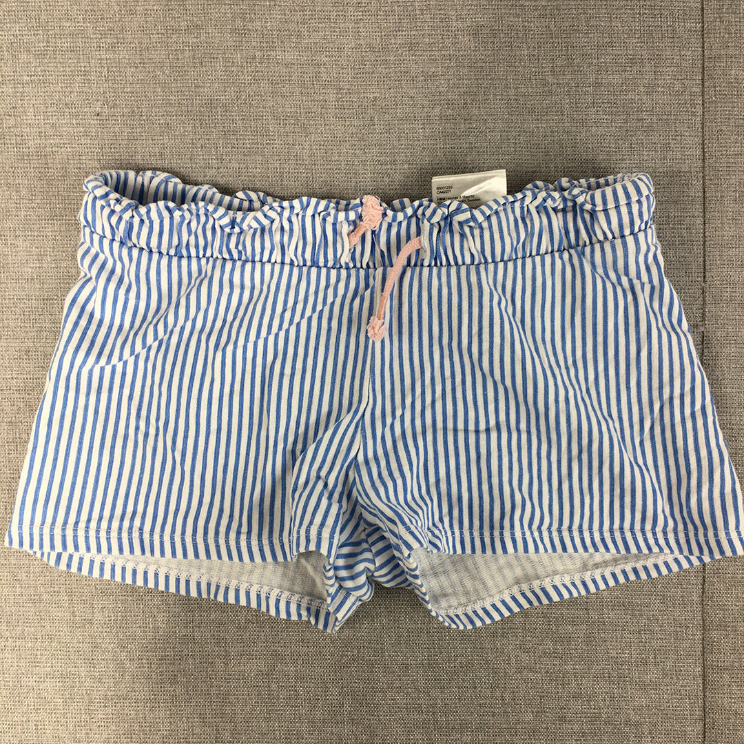 H&M Kids Girls Bermuda Shorts Size 3 - 4 Years Toddler Blue Striped Drawstring