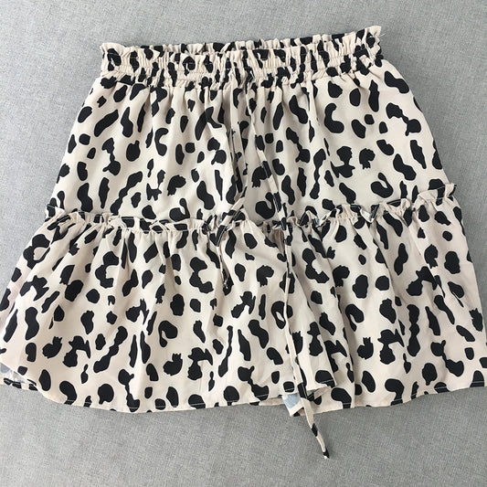 Yours Truly Womens Mini Skirt Size 6 White Black Dot Elastic Waist