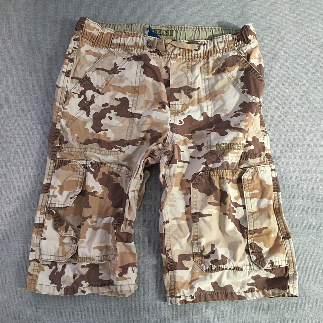 OshKosh B'gosh Kids Boys Cargo Shorts Size 5 Brown Camo Pockets Drawstring