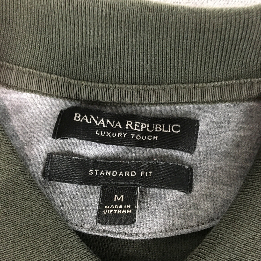 Banana Republic Mens Polo Shirt Size M Standard Fit Khaki Green Collared Rugby