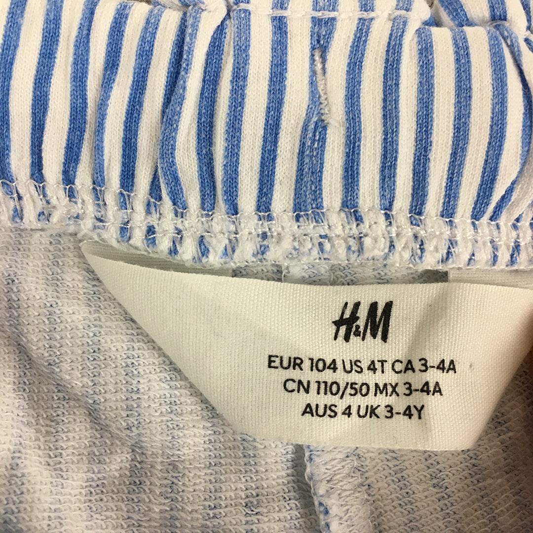 H&M Kids Girls Bermuda Shorts Size 3 - 4 Years Toddler Blue Striped Drawstring