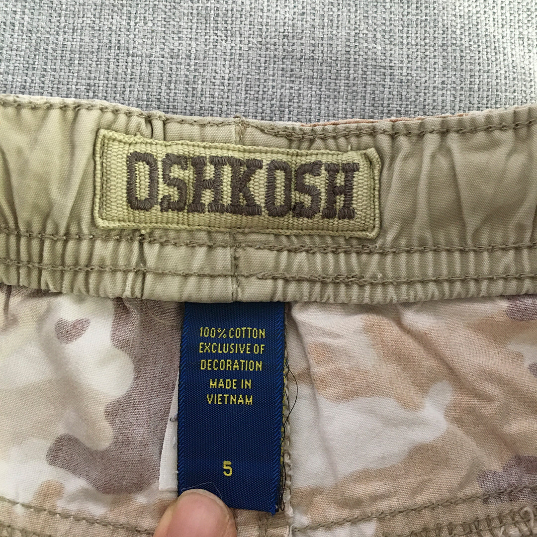 OshKosh B'gosh Kids Boys Cargo Shorts Size 5 Brown Camo Pockets Drawstring