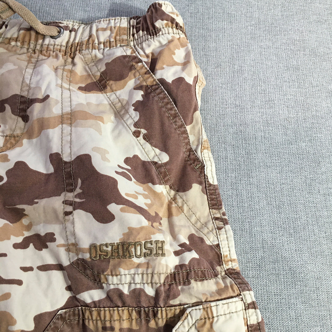 OshKosh B'gosh Kids Boys Cargo Shorts Size 5 Brown Camo Pockets Drawstring