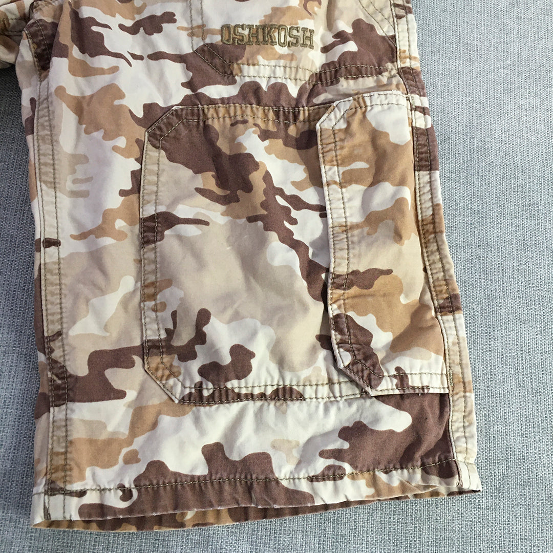 OshKosh B'gosh Kids Boys Cargo Shorts Size 5 Brown Camo Pockets Drawstring