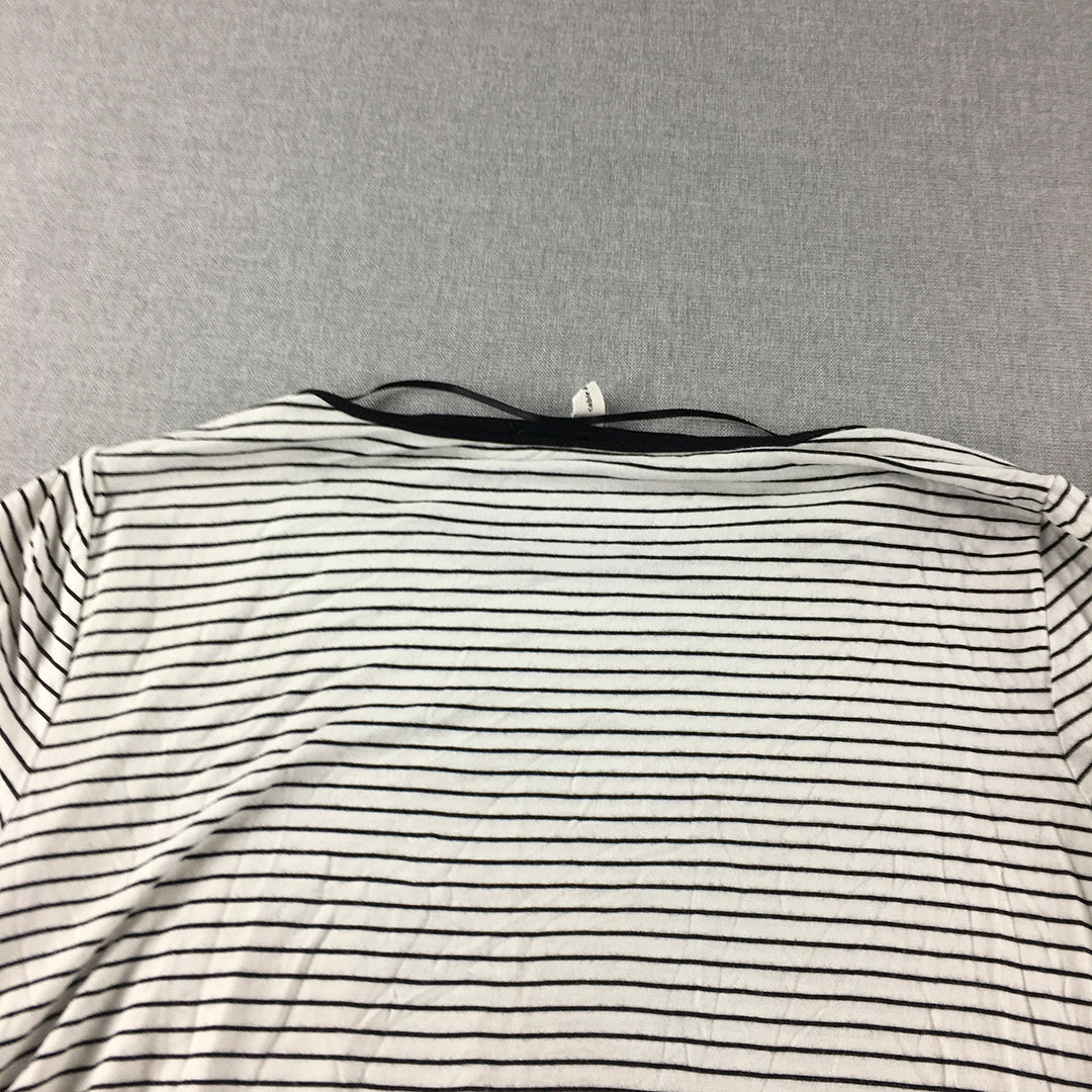 Cable And Gauge Womens T-Shirt Size M White Striped Short Sleeve