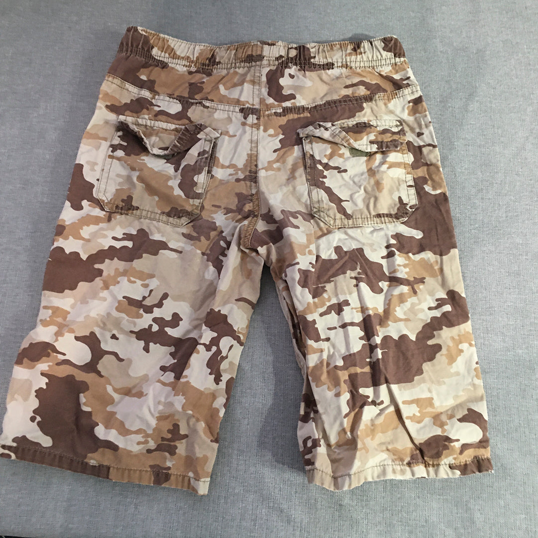 OshKosh B'gosh Kids Boys Cargo Shorts Size 5 Brown Camo Pockets Drawstring