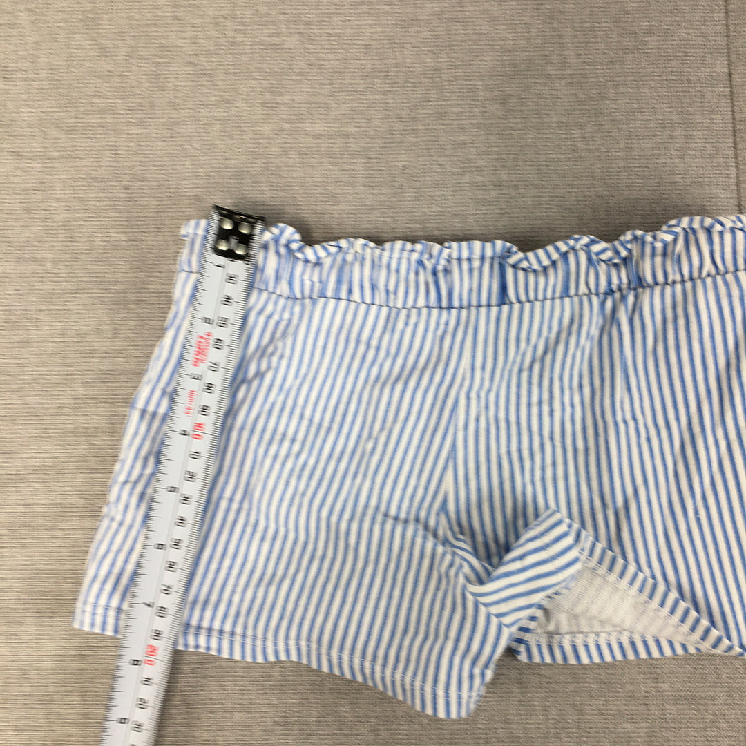 H&M Kids Girls Bermuda Shorts Size 3 - 4 Years Toddler Blue Striped Drawstring