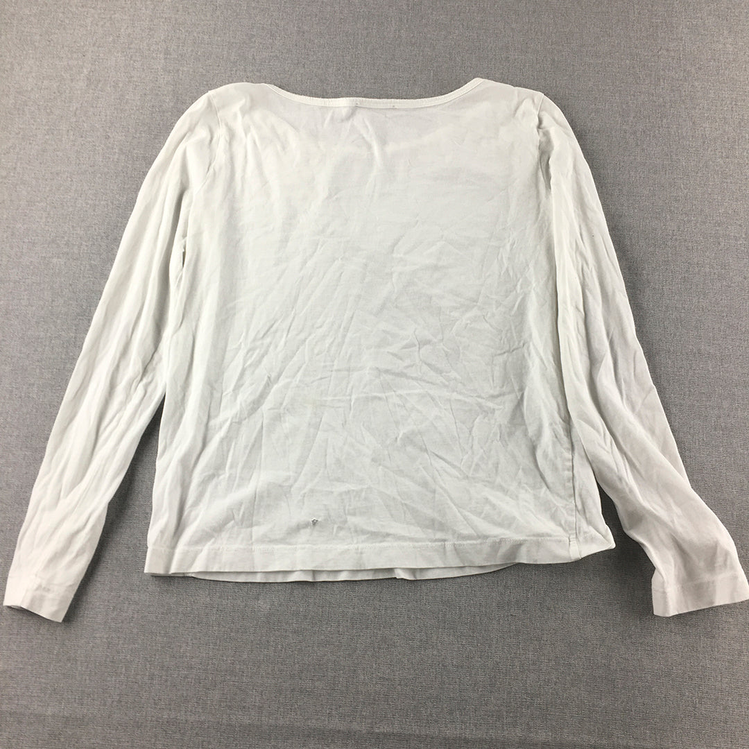 Zara Womens Shirt Size M White Long Sleeve Pullover Top