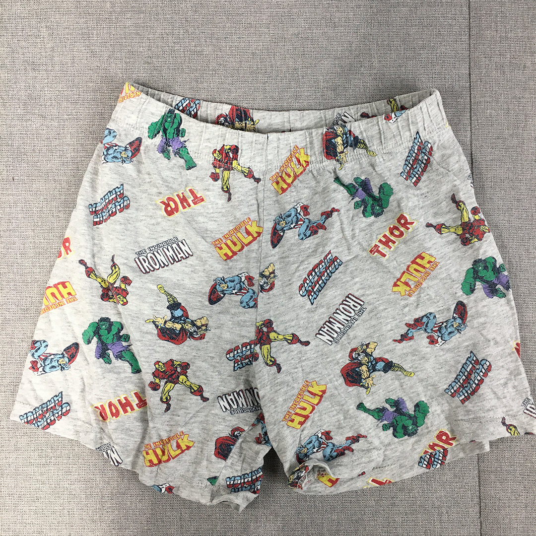 Marvel Superheros Kids Boys Shorts Size 7 Grey Thor Iron Man The Hulk