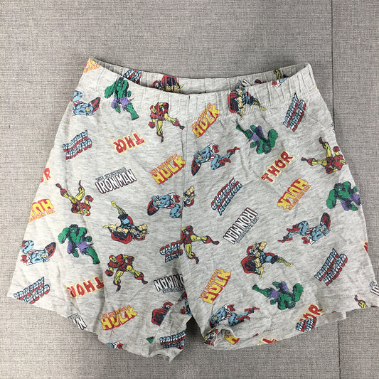 Marvel Superheros Kids Boys Shorts Size 7 Grey Thor Iron Man The Hulk