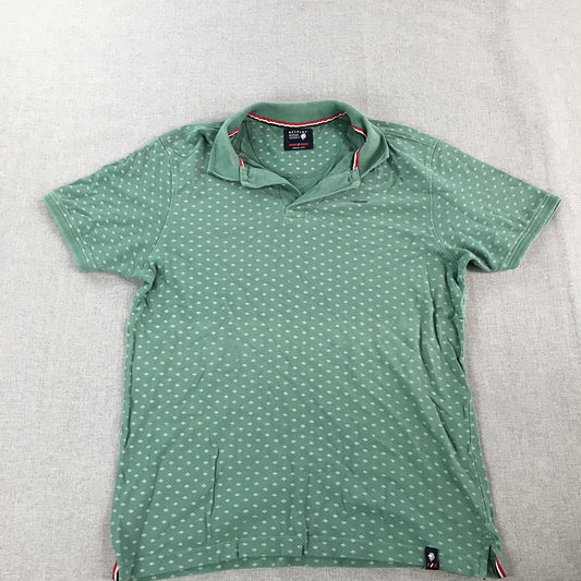 Netplay Mens Polo Shirt Size M Green Dot Pattern Collared Short Sleeve Rugby