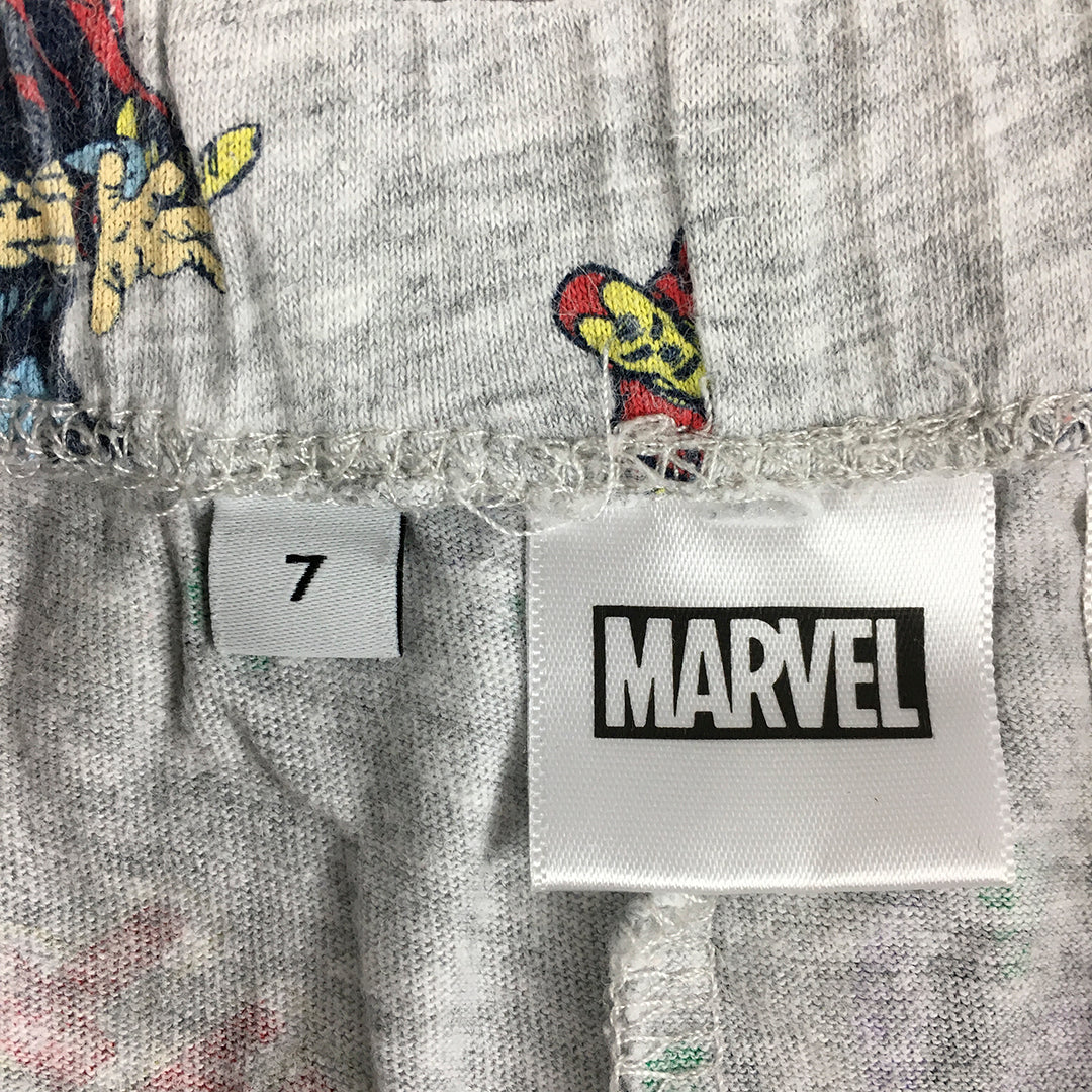 Marvel Superheros Kids Boys Shorts Size 7 Grey Thor Iron Man The Hulk