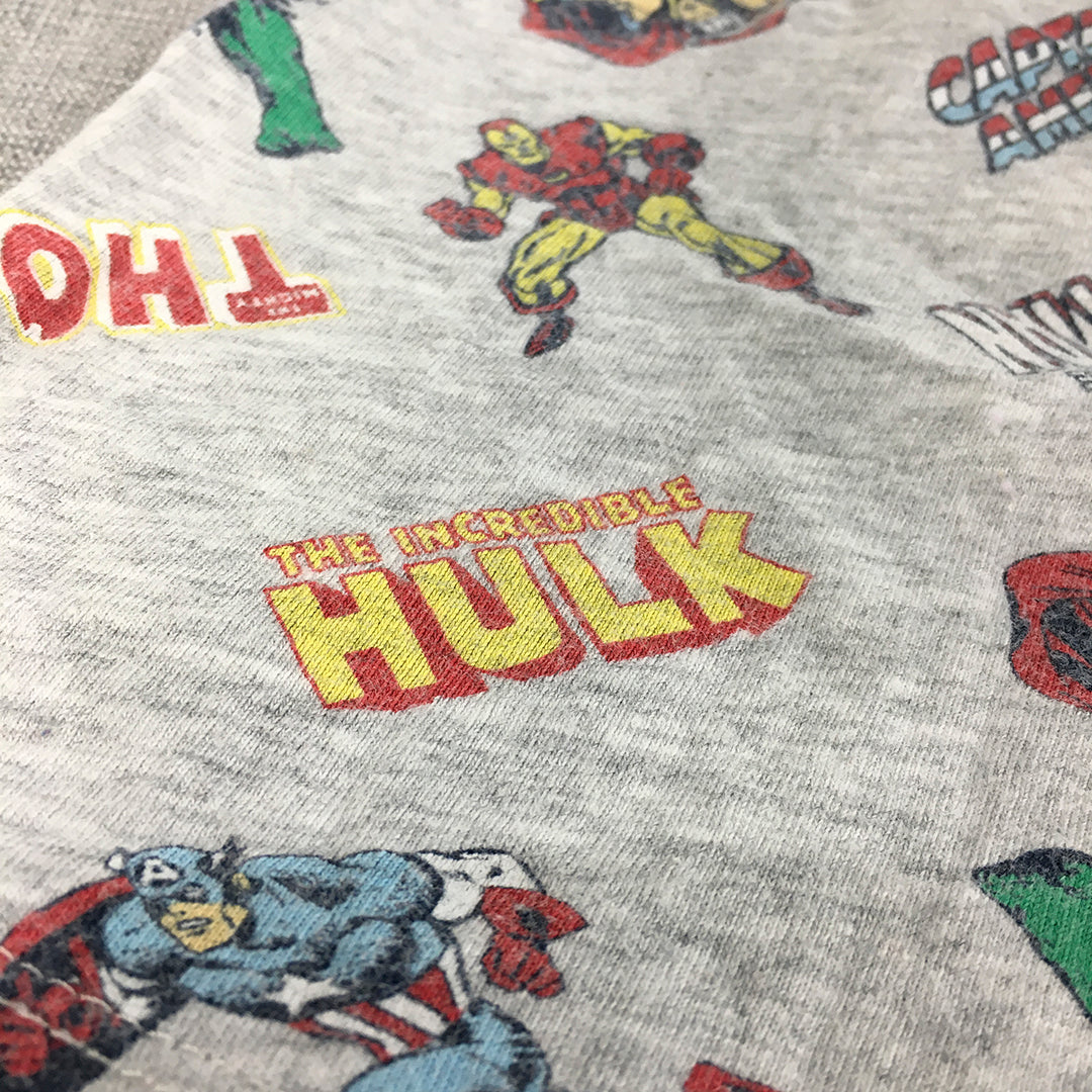 Marvel Superheros Kids Boys Shorts Size 7 Grey Thor Iron Man The Hulk