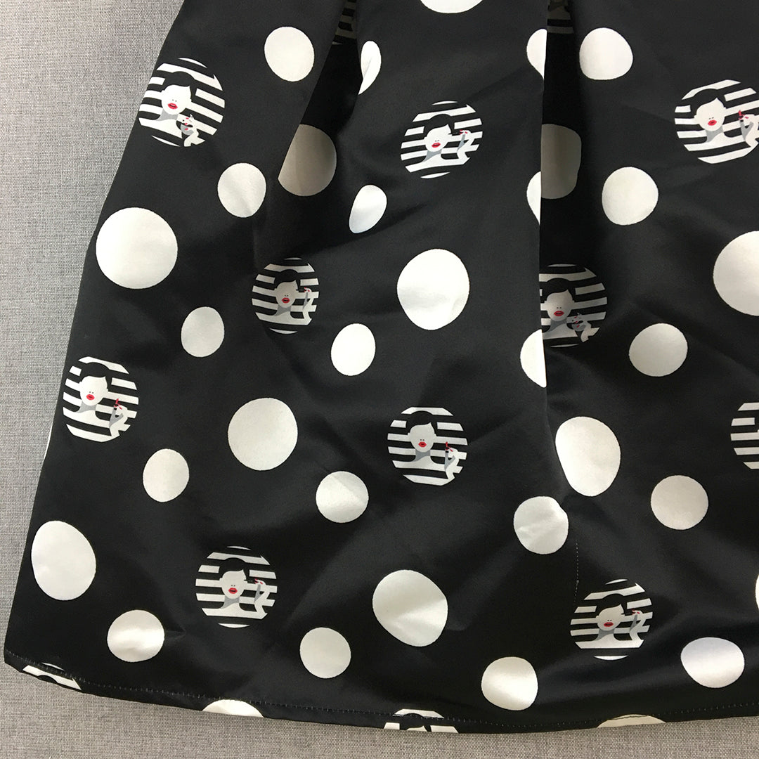 Two'e Womens Mini Dress Size 38 (XS) Black Polka Dot Sleeveless