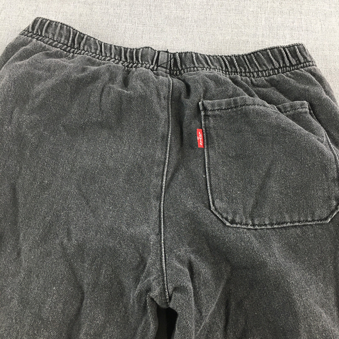 Levi's Kids Boys Jogger Jeans Size 12 Grey Black Dark Wash Denim Drawstring