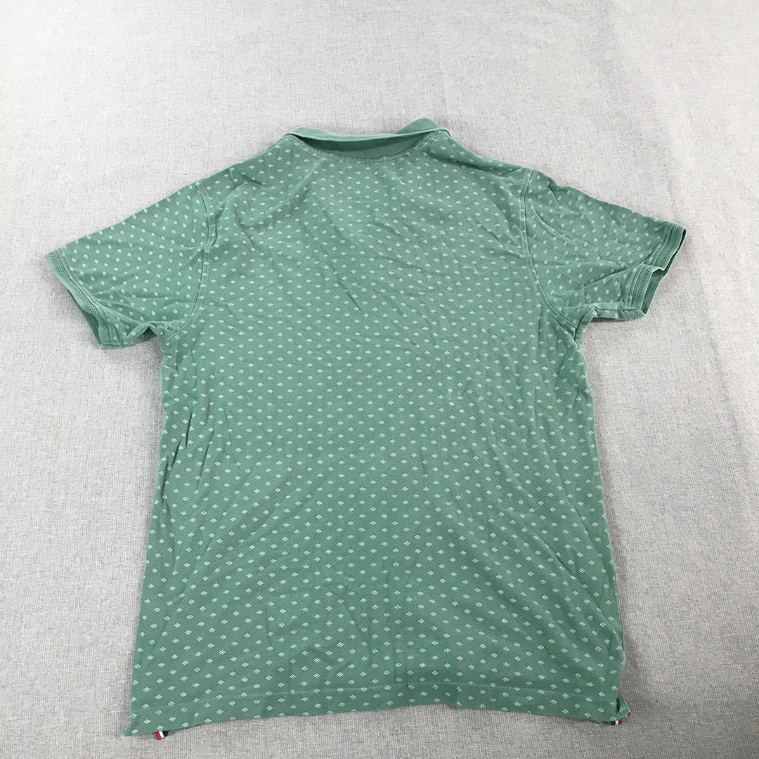 Netplay Mens Polo Shirt Size M Green Dot Pattern Collared Short Sleeve Rugby