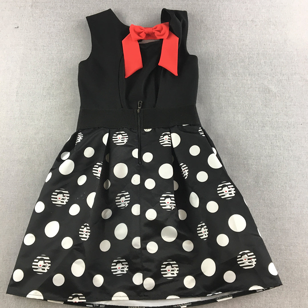 Two'e Womens Mini Dress Size 38 (XS) Black Polka Dot Sleeveless