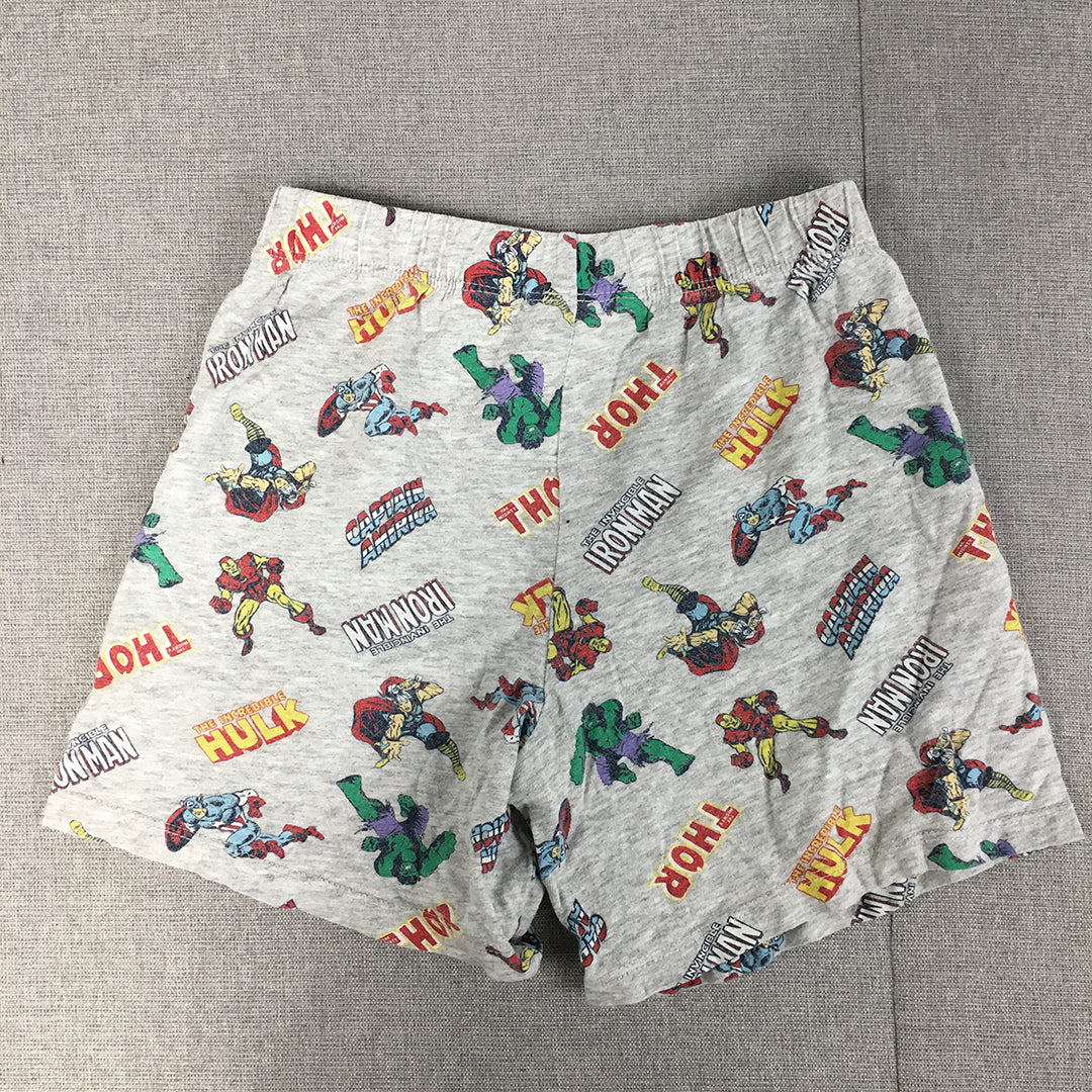 Marvel Superheros Kids Boys Shorts Size 7 Grey Thor Iron Man The Hulk