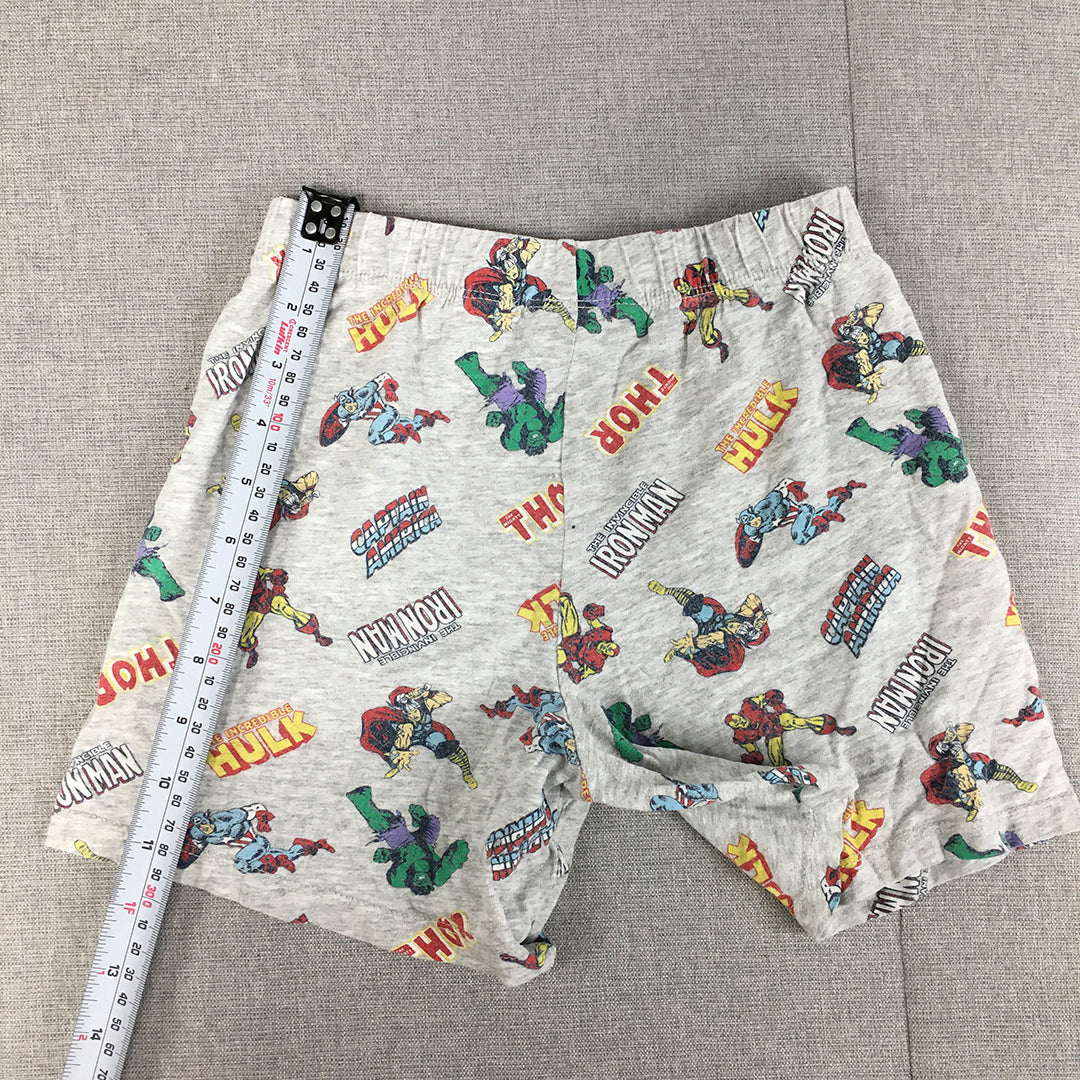 Marvel Superheros Kids Boys Shorts Size 7 Grey Thor Iron Man The Hulk