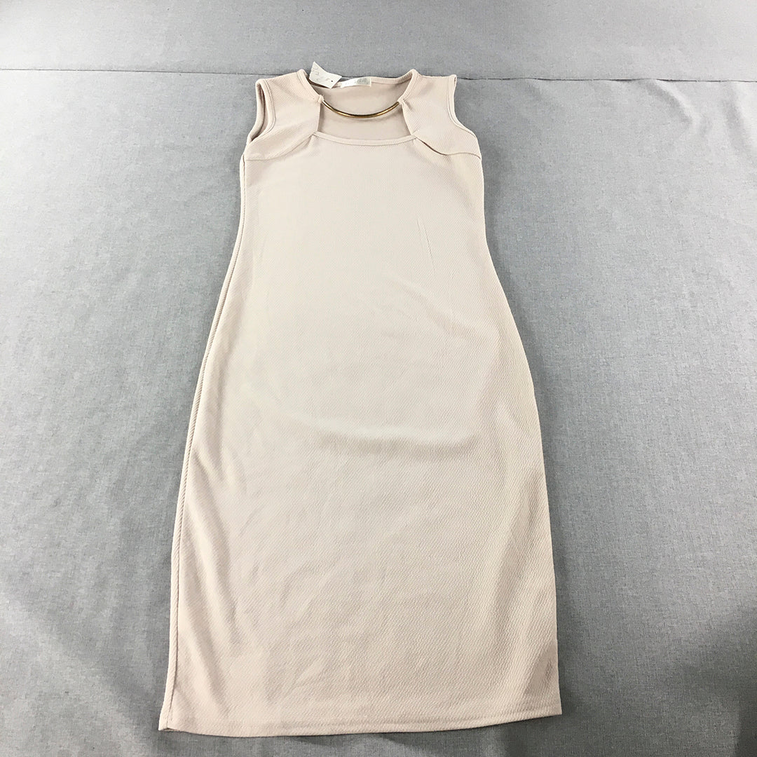 NEW Honey Lulu Womens Pencil Dress Size 8 Pink Midi Sleeveless