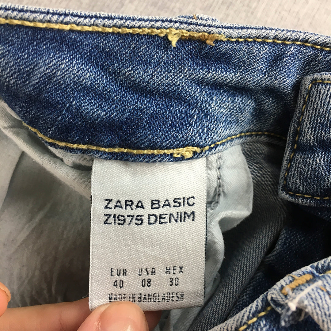 Zara Womens Jeans Size 8 (W28 x L23) Blue 3/4 Length Skinny Capri Denim