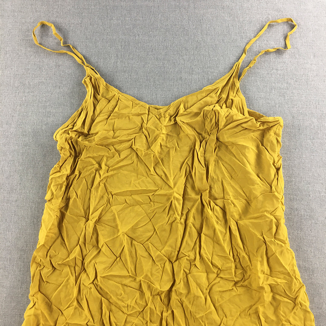 Decjuba Womens Camisole Blouse Size 10 Yellow Sleeveless Top