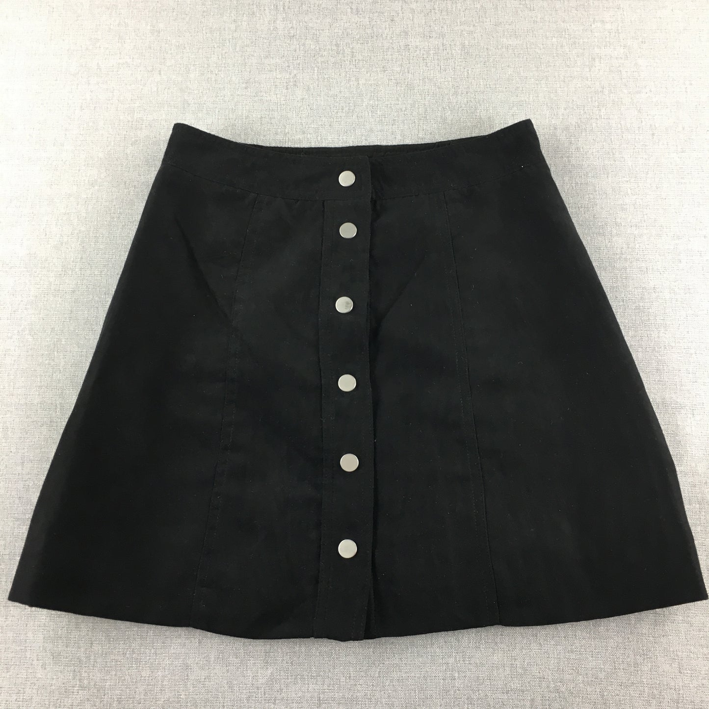 H&M Womens Mini Skirt Size 8 Black Button A-Line