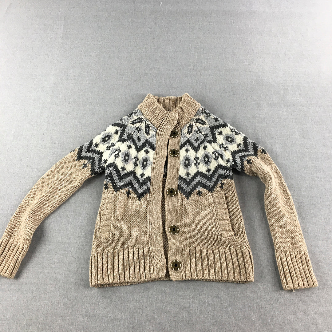 Willow Blossom Kids Girls Cardigan Sweater Size 7 - 8 Years Brown Wool Blend