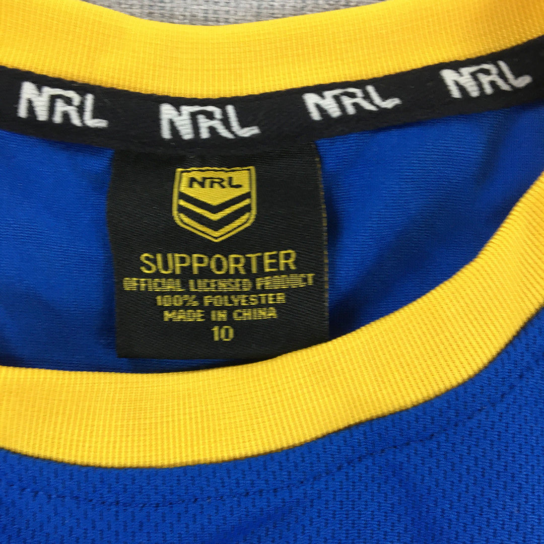 Parramatta Eels Kids Boys Tank Top Size 10 Blue Yellow NRL Rugby League Shirt