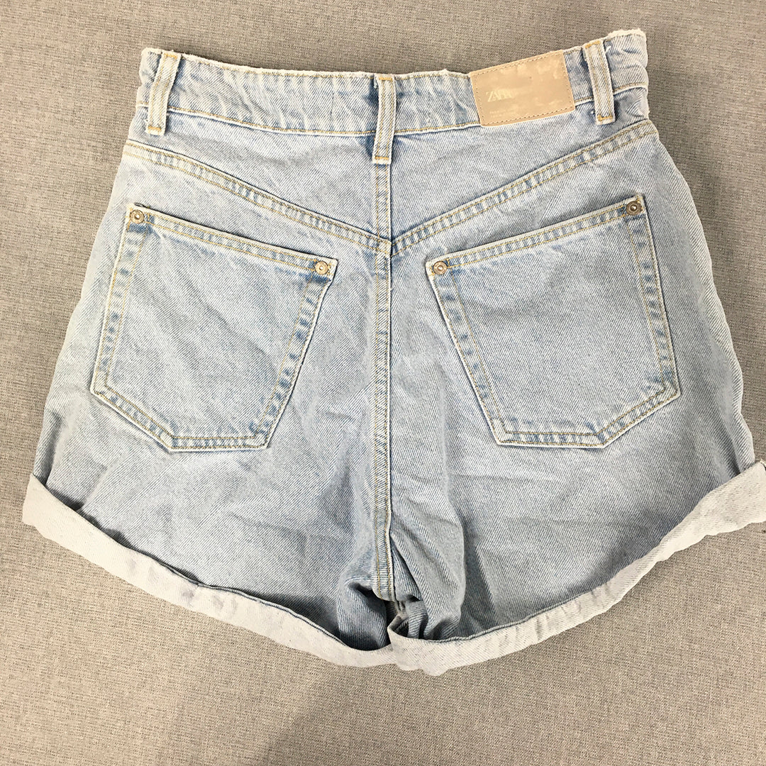 Zara Womens Denim Shorts Size 4 Light Wash Blue Bermuda Jorts