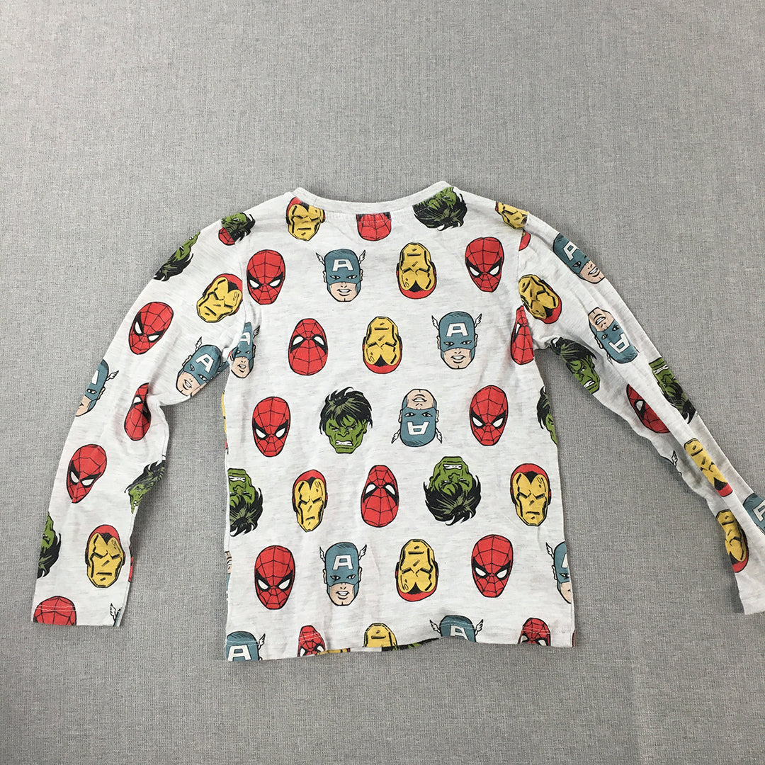 Marvel Kids Boys Top Size 7 White Iron Man The Hulk Spiderman Captain America