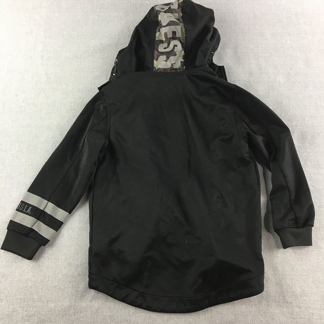 Guess Kids Boys Hoodie Jacket Size 8 Black Zip-Up Windbreaker Coat