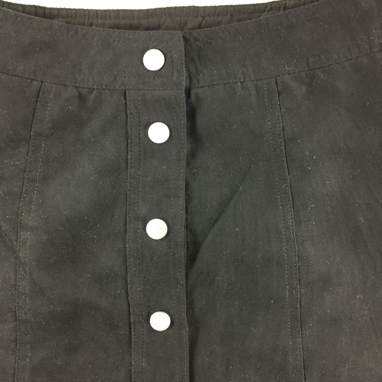 H&M Womens Mini Skirt Size 8 Black Button A-Line