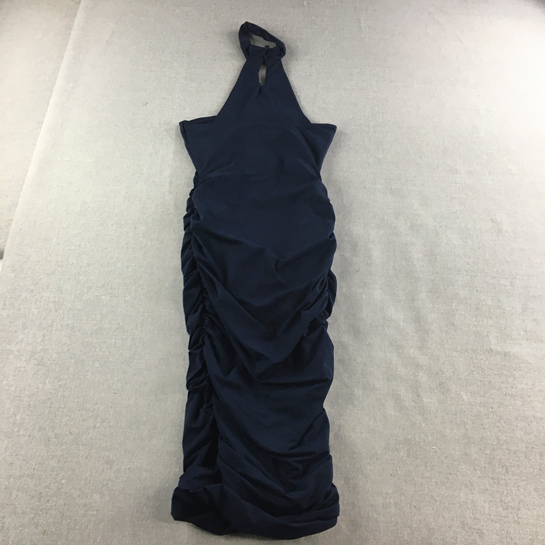 Kookai Womens Midi Dress Size 1 Navy Blue Bodycon Sleeveless