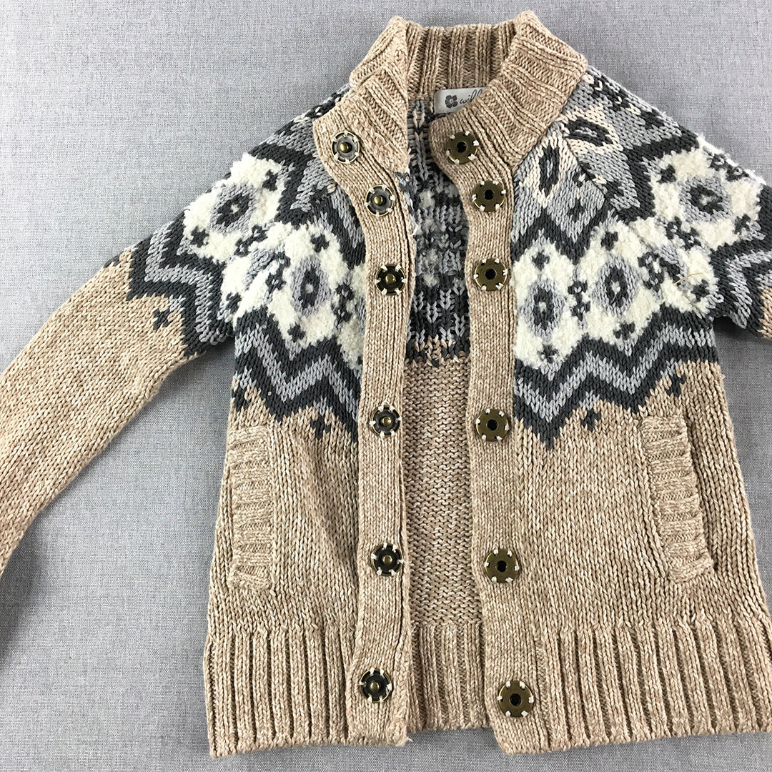 Willow Blossom Kids Girls Cardigan Sweater Size 7 - 8 Years Brown Wool Blend