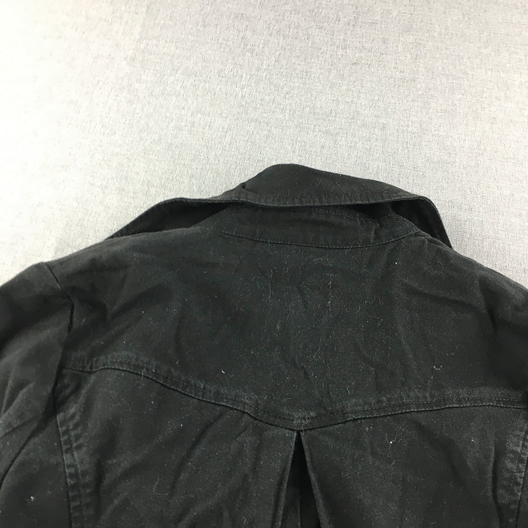 Calvin Klein Jeans Womens Jacket Size S Black Double Breasted Short Coat