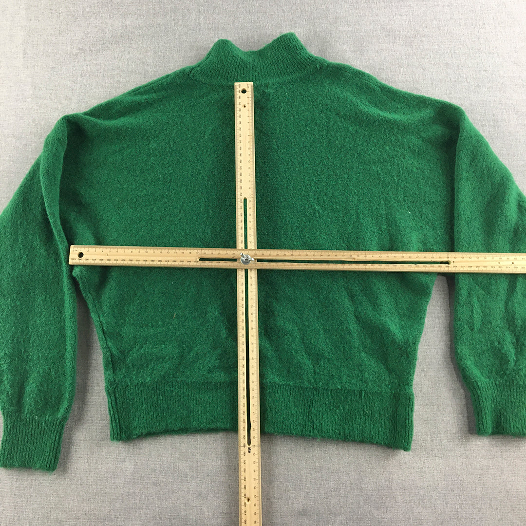 H&M Womens Wool Blend Sweater Size XS Green Mock Neck Pullover Jumper