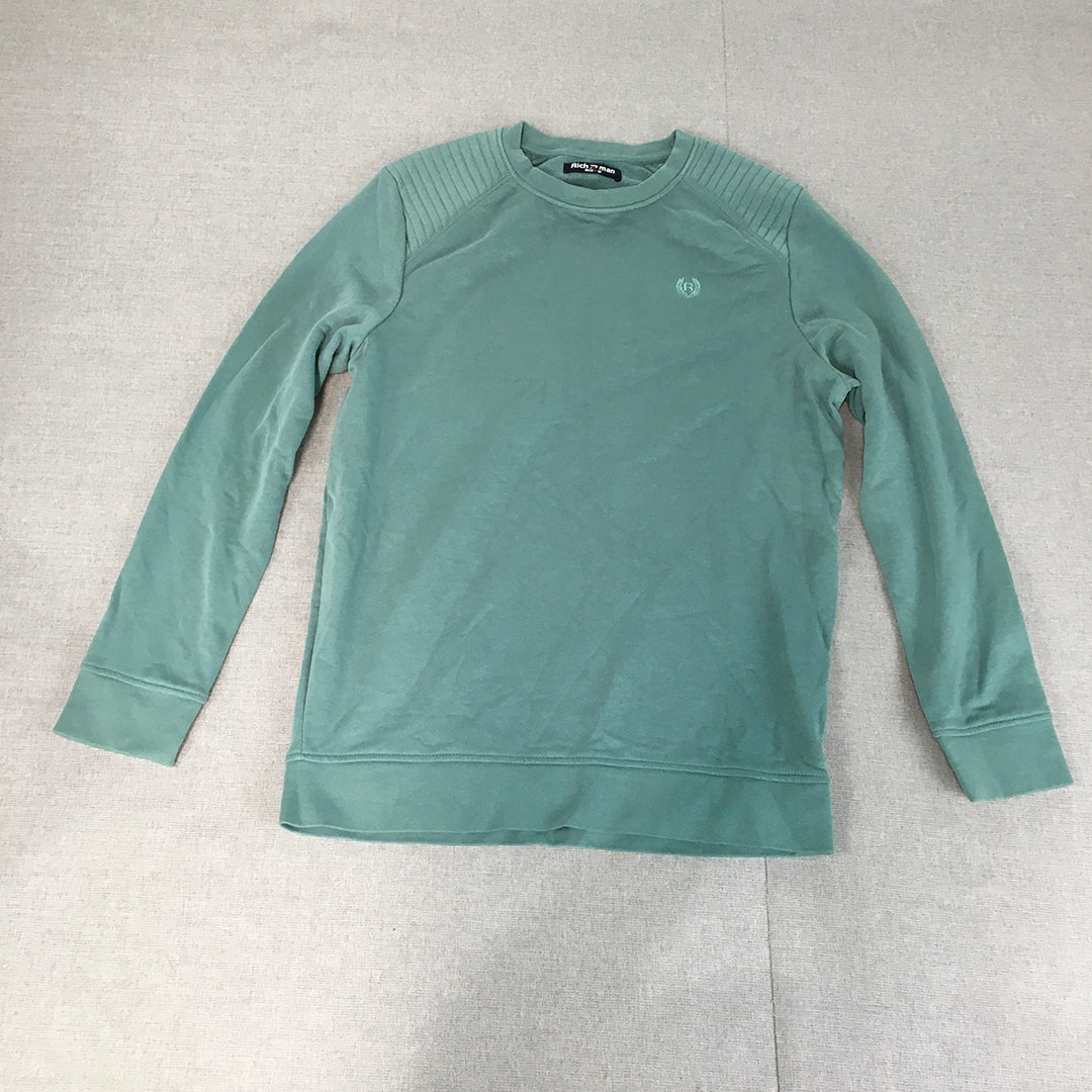 Rich Man Crew Neck Sweater Mens Size M Green Logo Pullover Jumper