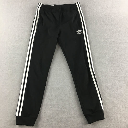 Adidas Kids Girls Tracksuit Pants Size 11 - 12 Years Black Trefoil Logo Jogger