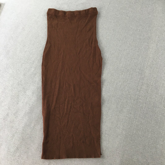 My Girl Womens Bodycon Mini Dress Size 10 Brown Knit Stretch Strapless