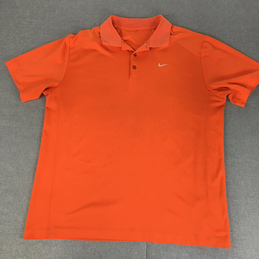 Nike Golf Mens Polo Shirt Size XL Orange Swoosh Logo Collared Rugby