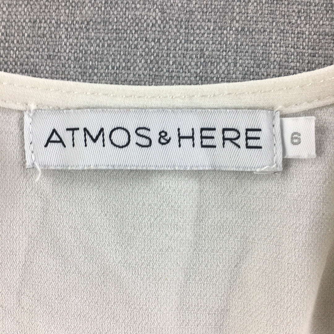 Atmos & Here Womens Shirt Size 6 White Short Sleeve Button-Up Top