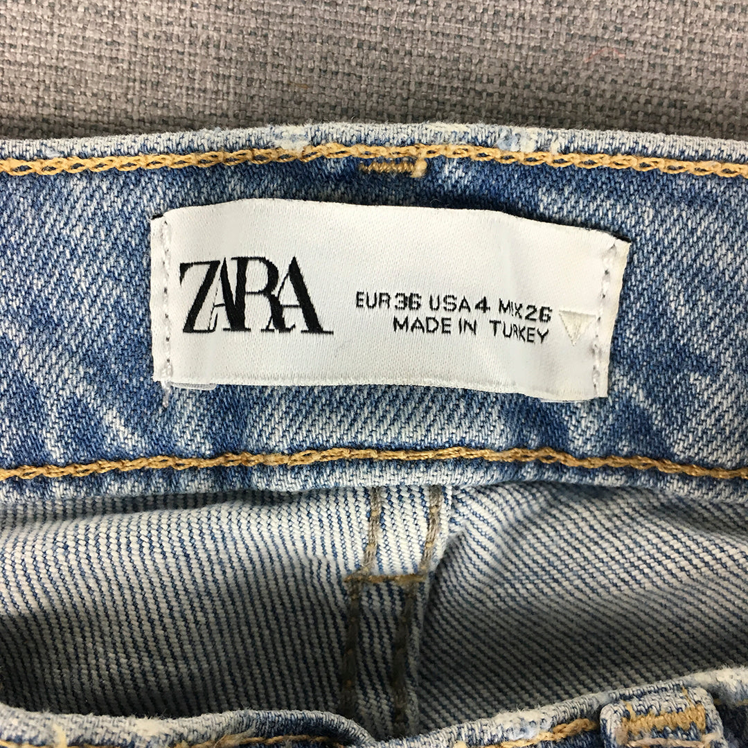 Zara Womens Jeans Size 4 (W25 x L26) Blue Light Wash Denim Straight Leg