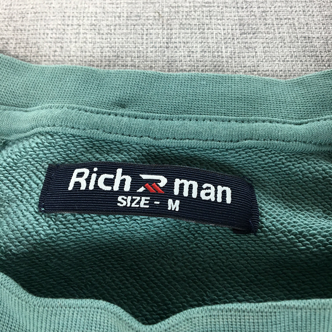 Rich Man Crew Neck Sweater Mens Size M Green Logo Pullover Jumper