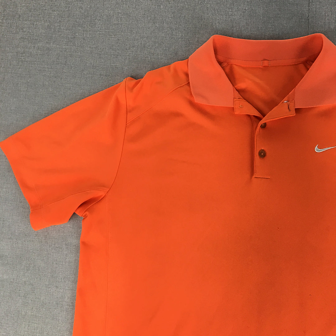 Nike Golf Mens Polo Shirt Size XL Orange Swoosh Logo Collared Rugby