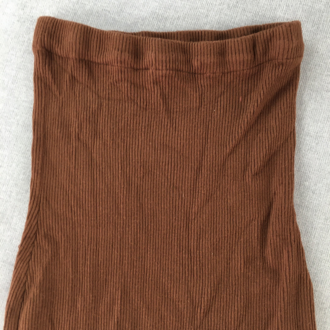 My Girl Womens Bodycon Mini Dress Size 10 Brown Knit Stretch Strapless