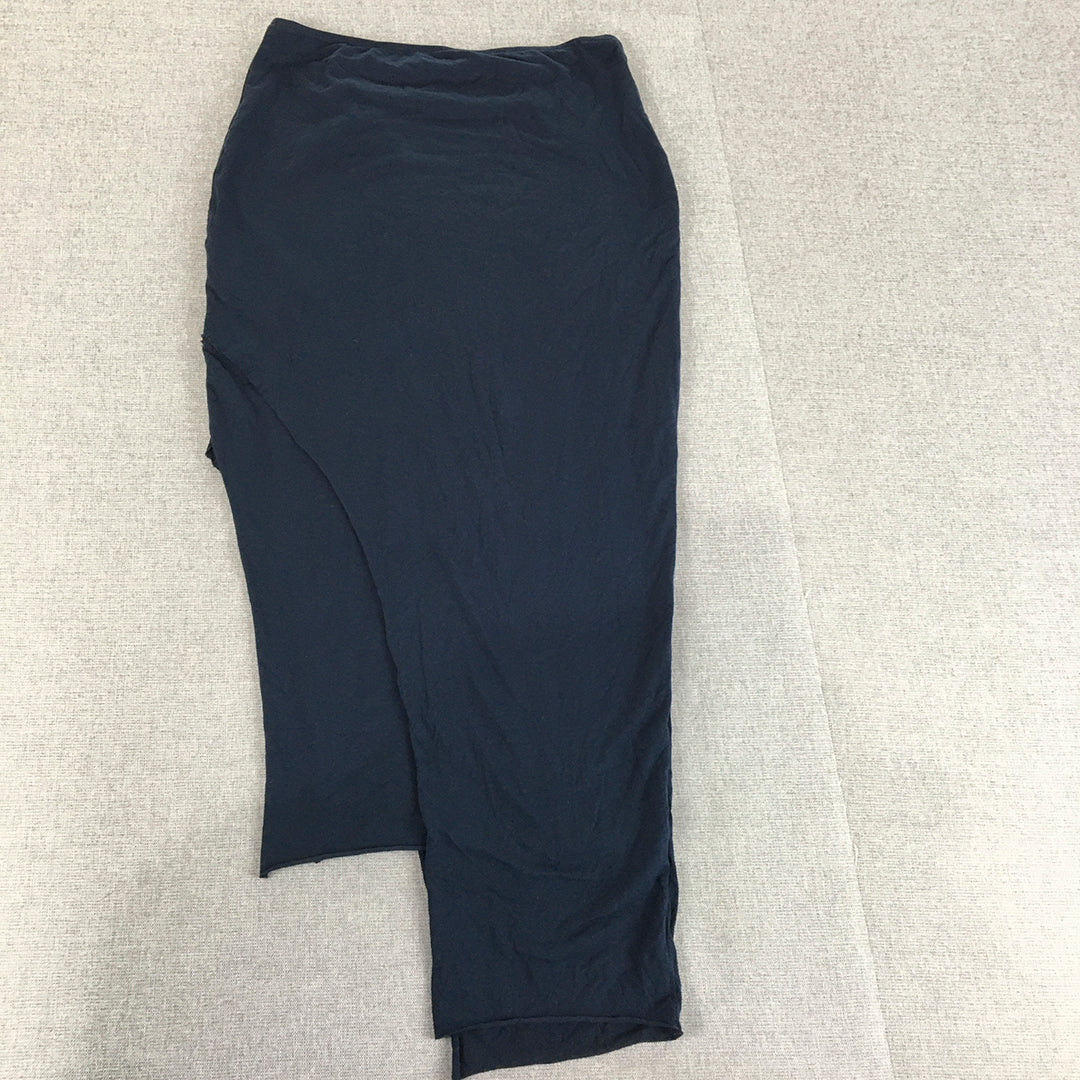 Kookai Womens Pencil Skirt Size 2 Blue Asymmetrical Hem Knit Straight