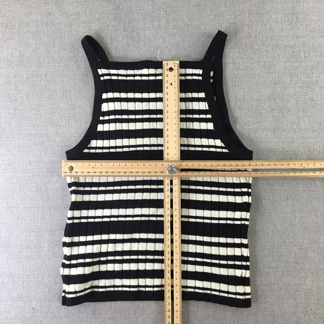 H&M Kids Girls Knit Vest Size 10 - 12 Black White Striped Tank Top