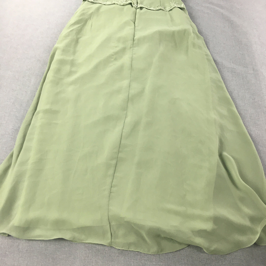 May Queen Couture Womens Dress Size M Green Formal Gown Long Length USA