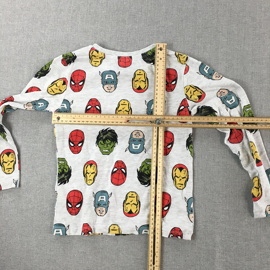 Marvel Kids Boys Top Size 7 White Iron Man The Hulk Spiderman Captain America